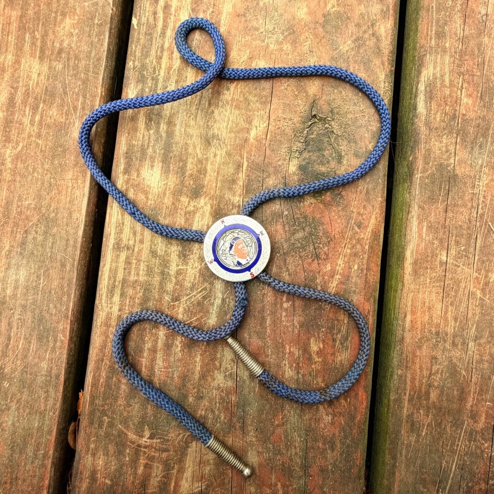 Vintage Native American Style Bolo Tie Blue Braided Cord Southwestern Western